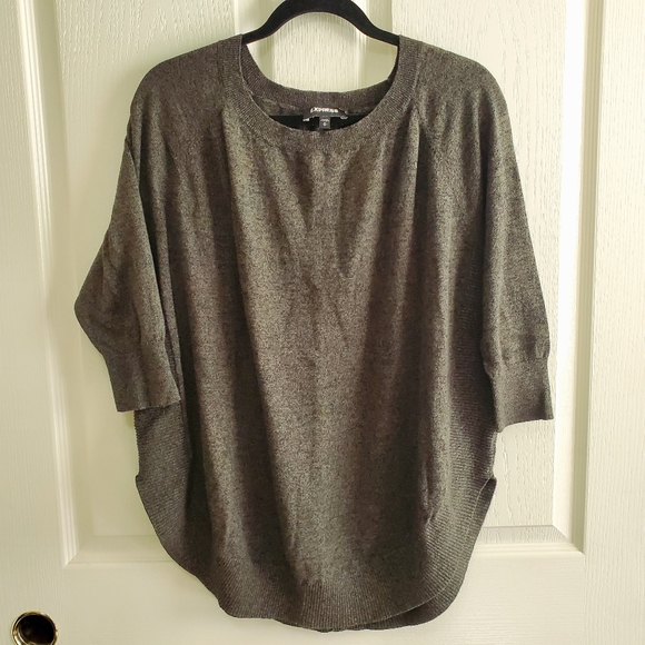 Express Olive Green Quarter Sleeve Sweater with Rounded Hem Size Medium - Picture 1 of 6